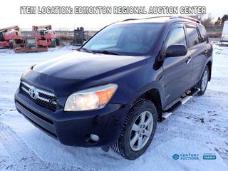 Fort Saskatchewan Location - 2008 Toyota Rav 4 Limited 4X4 SUV c/w 2.4L L4 DOHC 16V, A/T, Leather, Power Sunroof, Remote Starter, Bluetooth, Heated Seats And 225/65R17 Tires. Showing 243,560kms. VIN JTMBD31V286071170 *Note: New Windshield As Per Consignor*