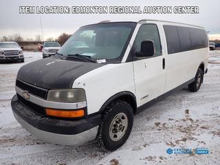 Fort Saskatchewan Location -  2006 Chevrolet Express G3500 Extended 15 Passenger Van c/w 6.0L V8, A/T, Showing 248,136kms. VIN 1GAHG39U761235044 *Note: Some Rust On Body* *PL#180*