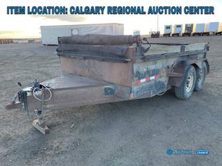 High River Location - 2004 Trailtech 14ft T/A Dump Trailer c/w Roll Over Tarp, 6000lbs Axles, 2-5/16 Ball Hitch Receiver, 235/85R16 Tires. VIN 2CUB38CA943015510 *Note: Rust Holes On Deck*