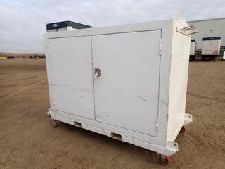 4 Ft. X 6 Ft. X 8 Ft. Heavy Duty Double Sided 4 Door Steel Skid Mounted Job Box w/ Fork Pockets And Top Lifting, Attachments, c/w Contents Included