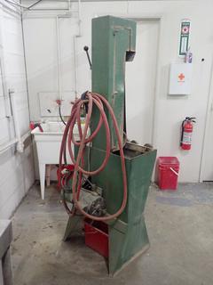 Bee Metal Products GL4 115V 4in x 106in Vertical Metal Sander w/ Franklin Electric 3/4HP 1Ph Motor SN 364 c/w Qty of Assorted Sanding Belts **Note: Buyer Responsible For Load Out, Located Offsite @ 493 Sioux Road,  Sherwood Park, AB, For More Details Contact 780-944-9144**