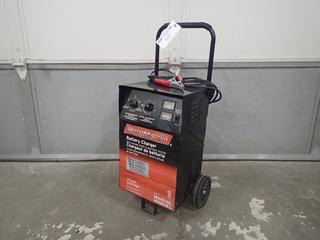 Motomaster 011-1587-2 Battery Charger w/ Engine Start, Battery Tester, 120V 1Ph Input, 6/12VDC and 200 Amp Output **Note: Buyer Responsible For Load Out, Located Offsite @ 493 Sioux Road,  Sherwood Park, AB, For More Details Contact 780-944-9144**