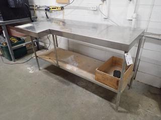68 In. x 24 In. x 38 In. Stainless Steel Table **Note: Buyer Responsible For Load Out, Located Offsite @ 493 Sioux Road,  Sherwood Park, AB, For More Details Contact 780-944-9144**