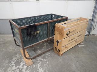 48 In. x 24 In. x 34 In. Steel Shop Cart c/w 40 In. x 11 In. x 31 In. Crate **Note: Buyer Responsible For Load Out, Located Offsite @ 493 Sioux Road,  Sherwood Park, AB, For More Details Contact 780-944-9144**