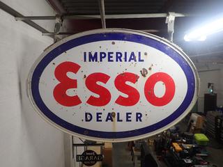 60 In. x 42 In. Vintage Imperial Esso Dealer Sign **Note: Buyer Responsible For Load Out, Located Offsite @ 493 Sioux Road,  Sherwood Park, AB, For More Details Contact 780-944-9144**
