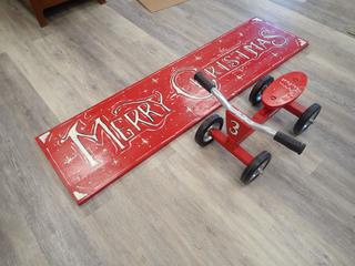 Radio Flyer Miniature Bike c/w 5 Ft. x 16 In. Merry Christmas Sign **Note: Buyer Responsible For Load Out, Located Offsite @ 493 Sioux Road,  Sherwood Park, AB, For More Details Contact 780-944-9144**