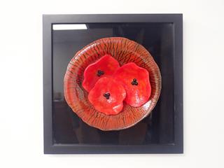 11 In. x 11 In. "Wendy McPeak" Original Locally Made "Poppy Bowl" Framed Decorative Glass Art Bowl Wall Piece  **Note: Buyer Responsible For Load Out, Located Offsite @ 493 Sioux Road,  Sherwood Park, AB, For More Details Contact 780-944-9144**