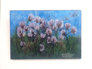 16 In. x 11 In. "Wendy McPeak" Original Locally Made "Painted Flowers" Decorative Glass Art Wall Piece **Note: Buyer Responsible For Load Out, Located Offsite @ 493 Sioux Road,  Sherwood Park, AB, For More Details Contact 780-944-9144**