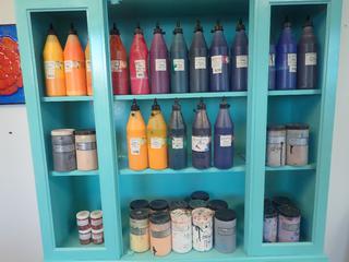 Qty of Assorted Color Vitrea 160 Water Based Glass Paint c/w Qty of Assorted Powdered Pigments  **Note: Cabinet Not Included, Buyer Responsible For Load Out, Located Offsite @ 493 Sioux Road,  Sherwood Park, AB, For More Details Contact 780-944-9144**