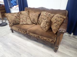 7 Ft. Vintage Couch and Cushions **Note: Buyer Responsible For Load Out, Located Offsite @ 493 Sioux Road,  Sherwood Park, AB, For More Details Contact 780-944-9144**