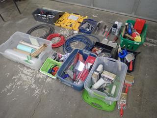 Qty of Pneumatic Paint Sprayers c/w Qty of Air Hoses, Trowels, Unused Spray Paints and Qty of Painting Supplies  **Note: Buyer Responsible For Load Out, Located Offsite @ 493 Sioux Road,  Sherwood Park, AB, For More Details Contact 780-944-9144**