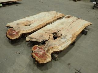 (2) Live Edge Oak Slabs, Approx. 63 In. X 25 In. X 2 In. And 63 In. X 27 In. X 2 In. 