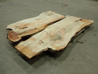 (2) Live Edge Oak Slabs, Approx. 70 In. X 23 In. X 2 In. And 62 In. X 27 In. X 2 In.