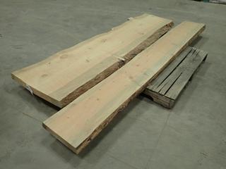 (2) Slabs Of Live Edge Beetle Killed Blue Stained Pine, 100 In. X 13 In. X 2 In. And 86 In. X 24 In. X 2.5 In. (N-3-1)