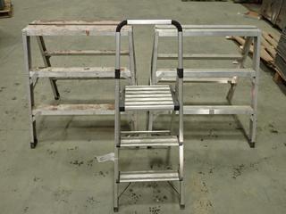 (2) Sturdy Step Ladders, (1) 3-Step Folding Ladder