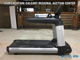 High River Location -  Life Fitness 95T Treadmill with FlexDeck Shock Absorption System, Programs and Fitness Monitoring, 0-15% Incline, 0.5-14mph, 120V, 20 Amp Plug, S/N AST172010.  Tested and Functioning