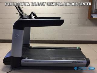 High River Location -  Life Fitness 95T Treadmill with FlexDeck Shock Absorption System, Programs and Fitness Monitoring, 0-15% Incline, 0.5-14mph, 120V, 20 Amp Plug, S/N AST183807. Tested and Functioning but Monitor Not Included.