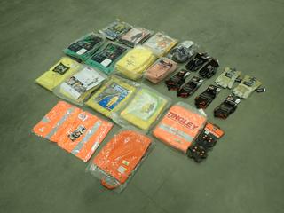 Qty Of Assorted Supplies Including: Rain Suits, Rain Jackets, Coveralls, Vests, Rubber Gloves, Proflex Gloves (M-1-2)