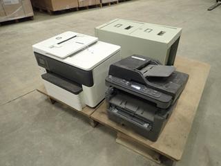 Brother DCP-L2550DW Office Printer c/w HP Office Jet Pro 7740 Printer And Commander 2-Drawer Filing Cabinet. SN U64966JN262590, SN CN9B1550NZ (M-2-2)
