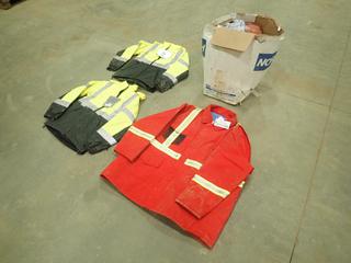 Action West FR Size 5XL Jacket, (2) Gerber Outerwear Size XXS/R Jackets And Qty Of Assorted Hard Hats (M-1-1)