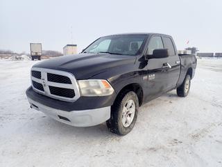 2014 Ram 1500 4X4 Crew Cab Pickup c/w Hemi 5.7L Gas, A/T And LT265/70R17 Tires. Showing 347,703kms. VIN 1C6RR7FT3ES213311 *Note: Check Engine Light On, Runs, Windshield Cracked, Dent In Driver Side Rear Panel And Passenger Side, Dent In Front/Rear Bumpers*