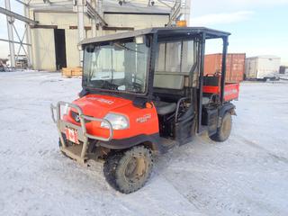 2014 Kubota RTV1140CPX 4X4 Utility Vehicle c/w Kubota D1105-EF02 1.1L Diesel Engine, 34 In. X 52 In. 11 In. Hydraulic Dump Box And ATX10-12 Tires. Showing 1695hrs. PIN A5KD1HDAEEG032838 