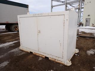 8 Ft. X 4 Ft. X 70 In. Double-Sided 4-Door Steel Skid Mounted Job Box c/w Fork Pockets And Qty Of Assorted Straps (Row-5)