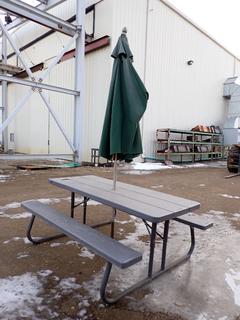 Lifetime 71 In. X 29 1/2 In. Picnic Table c/w Umbrella (Row-3)