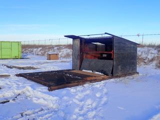 22 Ft. X 136 In. Skid w/ 8 Ft. X 7 1/2 Ft. Steel Frame Shelter *Note: Damaged, Buyer Responsible For Loadout*