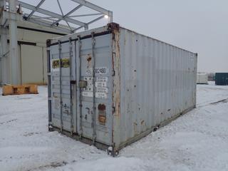 1989 20 Ft. Storage Container. SN ACDU3024804 *Note: Floor Needs Repair, Hole On Side, Missing One Door Handle, Buyer Responsible For Loadout*