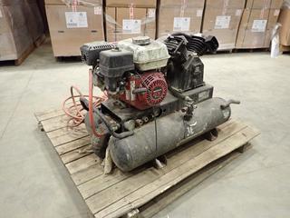 BE Dual Tank Air Compressor w/ Honda GX200 Gas Engine And 3/8 In. Air Hose *Note: Running Condition Unknown* (N-3-1)