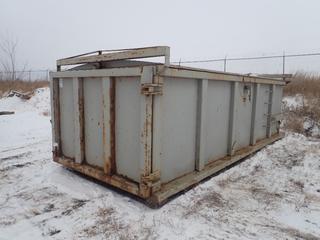 EMW Group 20 Ft. X 7 Ft. X 64 In. Commercial Roll Off Bin w/ Cover *Note: Handle Cracked, Door Don't Shut Properly, Buyer Responsible For Loadout* (E-F)
