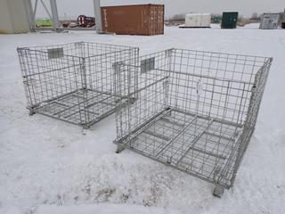 (2) 4 Ft. X 4 Ft. X 39 In. Metal Folding Crates (Row-4)