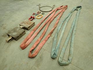 (1) 20 Ft. 23,000lb And (1) 20 Ft. 32,000lb Cap. Slings c/w  12 Ft. 5/8in Wire Rope Sling, Shackles And Crane Pads (R-3-1)