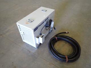 L.B. White Premier 80DF CS080 115V 80,000BTU/HR NG/LPG Forced Air Heater c/w Parker 1in LPG Heater Hose And L.B. White TH5-20 Regulator. SN L000241083 (FORT SASKATCHEWAN YARD)