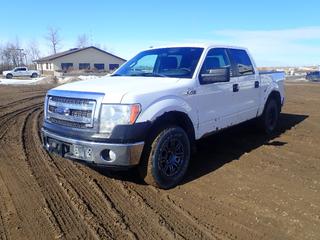 2013 Ford F150 XLT 4X4 Crew Cab Pickup c/w 5.0L V8, A/T And LT265/70R17 Tires. Showing 369,650kms. VIN 1FTFW1EF7DFC07094 *Note: (1) Box Panel Missing, Holes In Truck Box, Rust And Paint Chips Throughout Body, Check Engine And Service Air Bag Indicators On, Truck Rumbles In Idle* (FORT SASKATCHEWAN YARD)