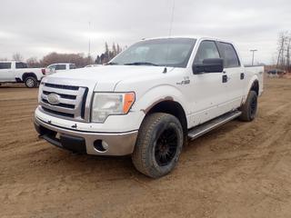 2009 Ford F150 XLT 4X4 Crew Cab Pickup c/w 5.4L Triton V8, A/T And LT265/70R17 Tires. Showing 440,305kms. VIN 1FTPW14V89FA59431 *Note: Rust/Paint Chips Throughout Body, Box Damaged, Tire Pressure Gauge Indicator On* (FORT SASKATCHEWAN YARD)