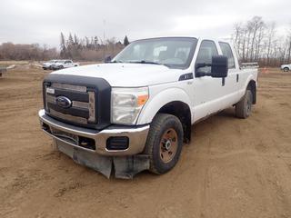 2013 Ford F350 XL Super Duty 4X4 Crew Cab Pickup c/w 6.2L V8, A/T Aluminum Headache Rack w/ Rails, Box Liner And LT265/70R17 Tires. Showing 167,097kms. VIN 1FT8W3B66DEB38493 *Note: Rust/Paint Chips Throughout Body, Tire Pressure Gauge Indicator On, Dents In Rear Bumper, Side Panels And All Doors* (FORT SASKATCHEWAN YARD)
