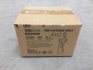 Unused TMG Industrial TMG-AHC0 0.5 Ton 10ft Lift Chain Hoist, 360 Degree Swivel Hook, ASME B30.16 (HIGH RIVER YARD)