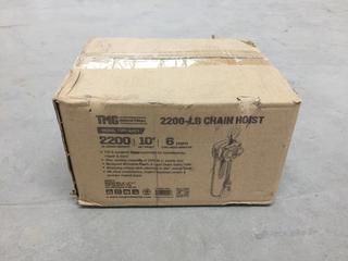 Unused TMG Industrial TMG-AHC1 1.0 Ton 10ft Lift Chain Hoist, 360 Degree Swivel Hook, ASME B30.16 (HIGH RIVER YARD)