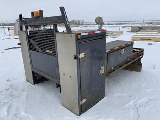 Falcan 8ft x 9ft Steel Top Truck Deck c/w Headache Rack, (4) Storage Cabinets, Removable Reel Stands, Beacon and Spotlights. (HIGH RIVER YARD)