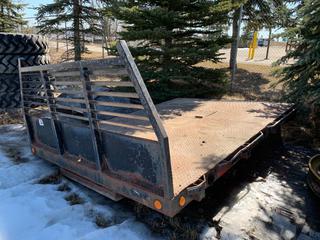 10ft Steel Truck Deck c/w Headache Rack And Hidden Goose Neck Hitch *Located Offsite Near High River Yard*
