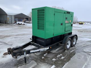2015 Multiquip DCA-70USI3CAN 70KVA T/A Portable Generator c/w Isuzu 4JJ1X, 40KW 120-240V 1PH / 70KW 240-480V 3PH, Shocker Pass, Pintle Hitch, 205/75R15 Tires, Showing 8530 Hrs, VIN 5SLBG1420FL017405 (HIGH RIVER YARD)