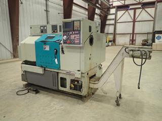 Takisawa TC-30 220V 3-Phase CNC Lathe c/w 11/15KW, 73A, Fanuc Series 21i-T CNC Controller And Tsubaki MT10 Steel Belt Conveyor SN TLSR1540 *Note: Conveyor Requires Repair* (FORT SASKATCHEWAN YARD)