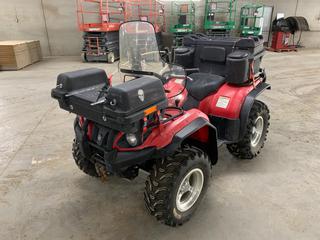 2005 Yamaha Kodiak 450 ATV c/w 421cc SOHC, Auto, Reverse, Winch, Front And Rear Storage Bins, Rifle Rack, 25 x 8 - 12 Front And 25 x 10 - 12 Rear Tires, Showing 4196 KMs, VIN 5Y4AJ14W15A303805 Note: Fuel Leak, Turns Does Not Start* (HIGH RIVER YARD)