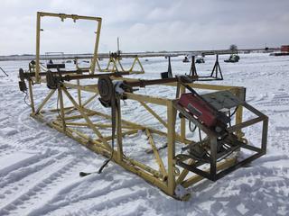 Triple Cable Reel Stand with BVA Hydraulics 10,000 PSI, 20ft 8in x 55in x 38in c/w Guard 65in x 59in x 3in, Unit #09531 (HIGH RIVER YARD)