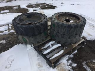 (4) 31 x 10 - 20 Solid Skid Steer Tires on 8-Bolt Rims (HIGH RIVER YARD)