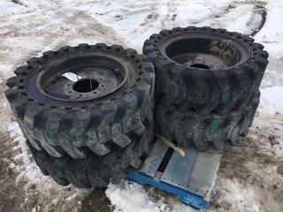 (4) 33 x 12 - 20 Solid Air Skid Steer Tires on 8-Bolt Rims (HIGH RIVER YARD)