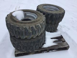 (4) Foam Tires on Rims, Firestone 305/70D 16.5NHS (12-16-5) NHS (HIGH RIVER YARD)