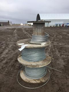 (3) Spools of Galvanized Steel Cable, 5/16in x 600M (HIGH RIVER YARD)